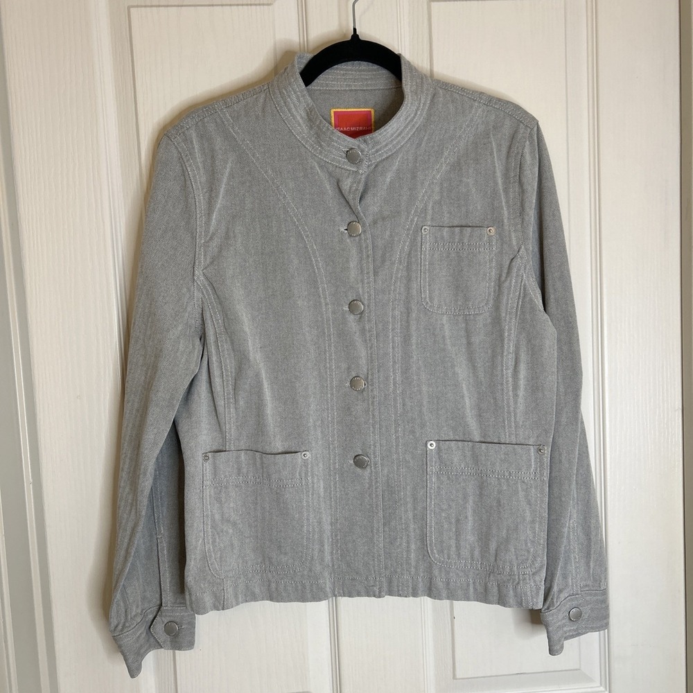 Isaac Mizrahi for Target Women's Gray Cotton Button-Up Jacket L